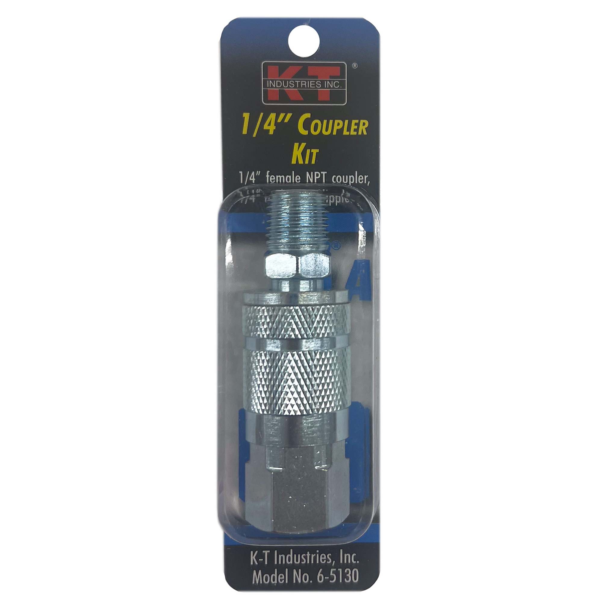 K-T Industries ARO 2-Piece Coupler and Nipple Set — 1/4in. NPT, Zinc-Plated Brass, Model# 6-5130
